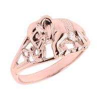 Solid Gold Openwork Elephant Ring (Available in Yellow/Rose/White Gold)