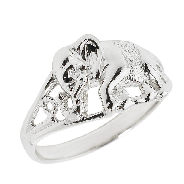 Solid Gold Openwork Elephant Ring (Available in Yellow/Rose/White Gold)