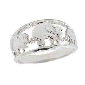 Solid Gold Openwork Three Elephant Ring (Available in Yellow/Rose/White Gold)