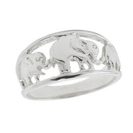 Solid Gold Openwork Three Elephant Ring (Available in Yellow/Rose/White Gold)
