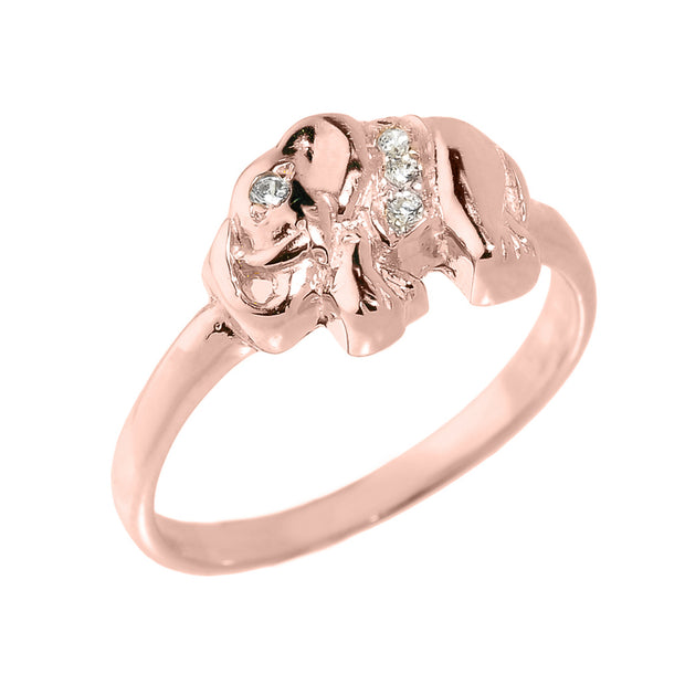 Gold Cubic Zirconia Elephant Ring (Available in Yellow/Rose/White Gold)
