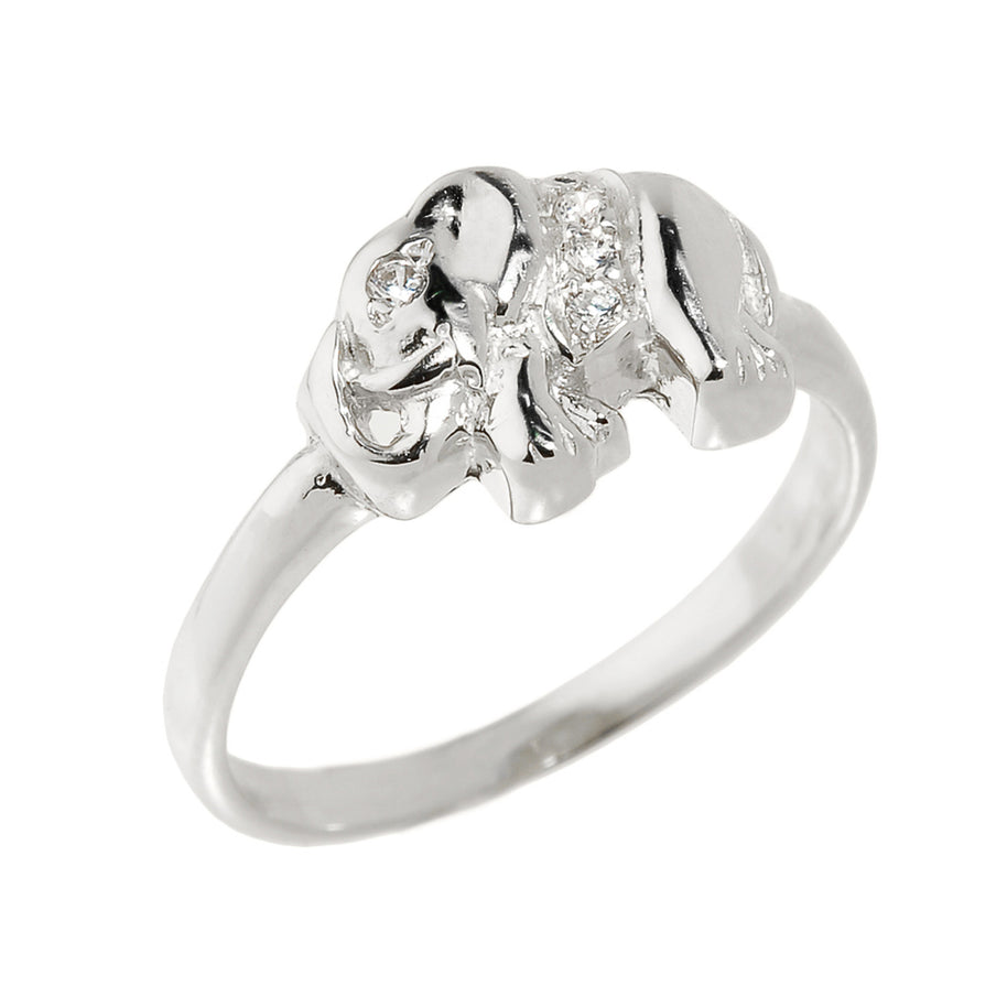 .925 Sterling Silver Cubic Zirconia Elephant Ring