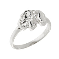 .925 Sterling Silver Cubic Zirconia Elephant Ring