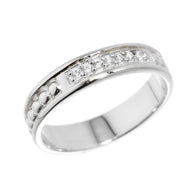 Sterling Silver Unisex Wedding Band with CZ