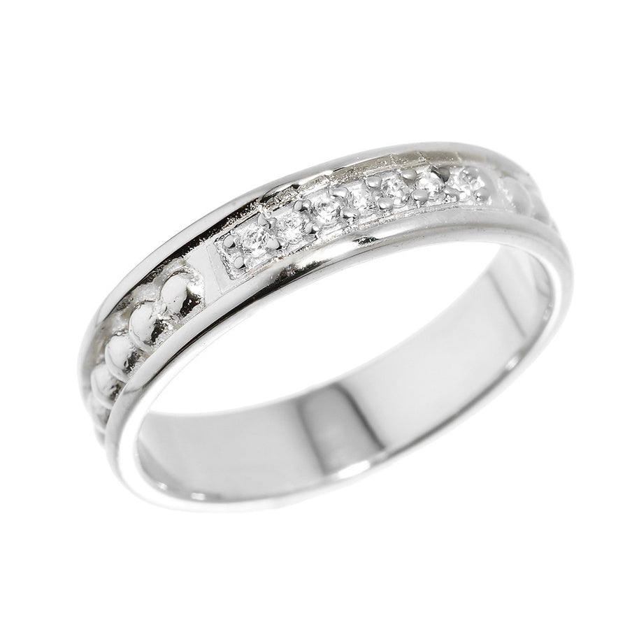 Sterling Silver Unisex Diamond Wedding Band