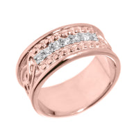 Gold Celtic Knot Diamond Wedding Band (Available in Yellow/Rose/White Gold) - Ring