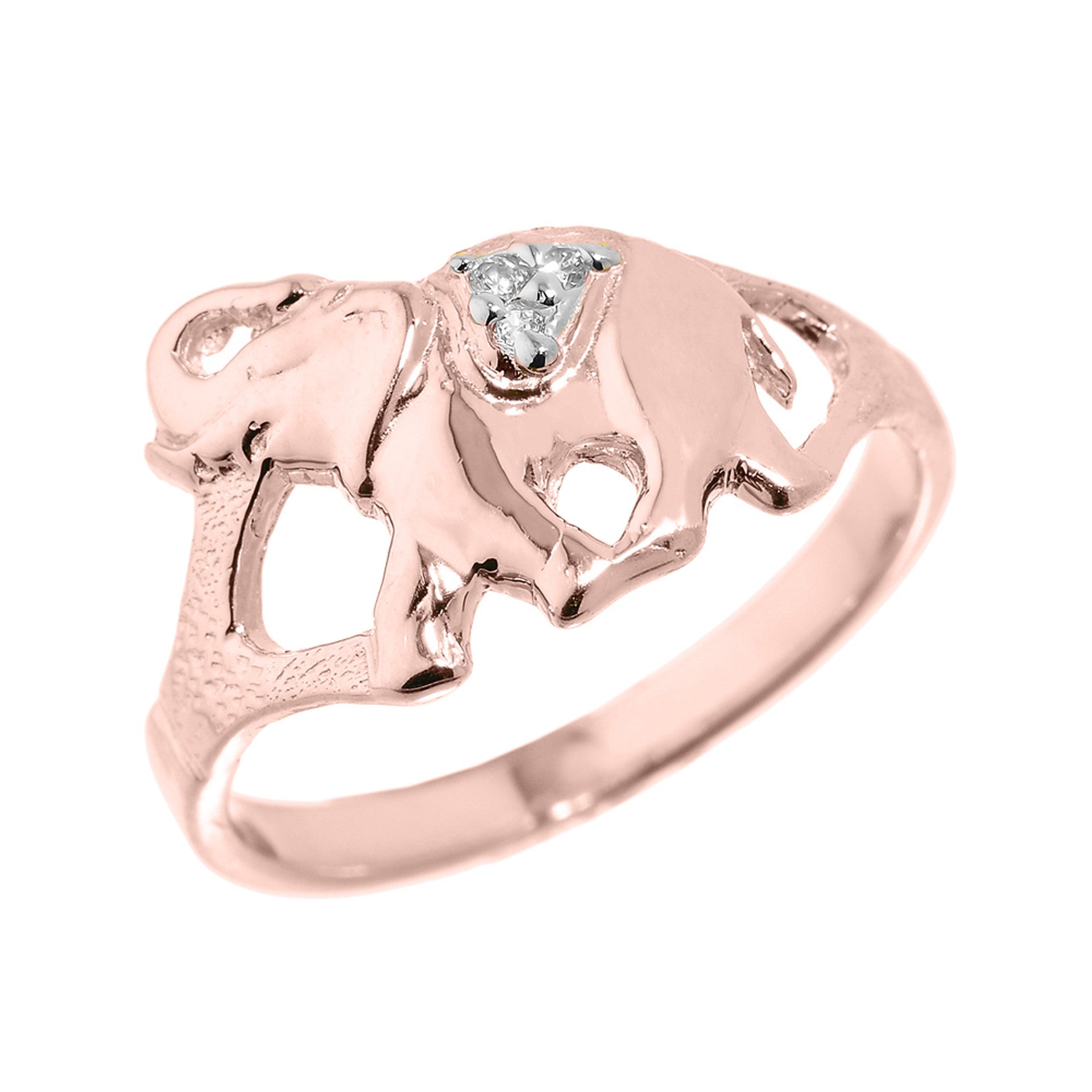 Gold Diamonds Studded Elephant Ring (Available in Yellow/Rose/White Gold)