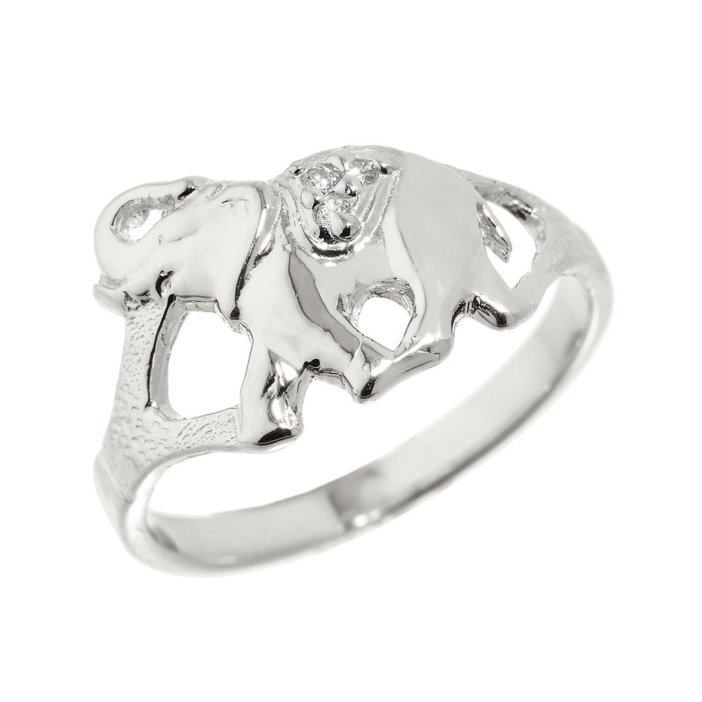 Gold Diamonds Studded Elephant Ring (Available in Yellow/Rose/White Gold)