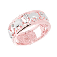 Solid Gold Openwork Diamond Elephant Ring (Available In Yellow/Rose/White Gold)