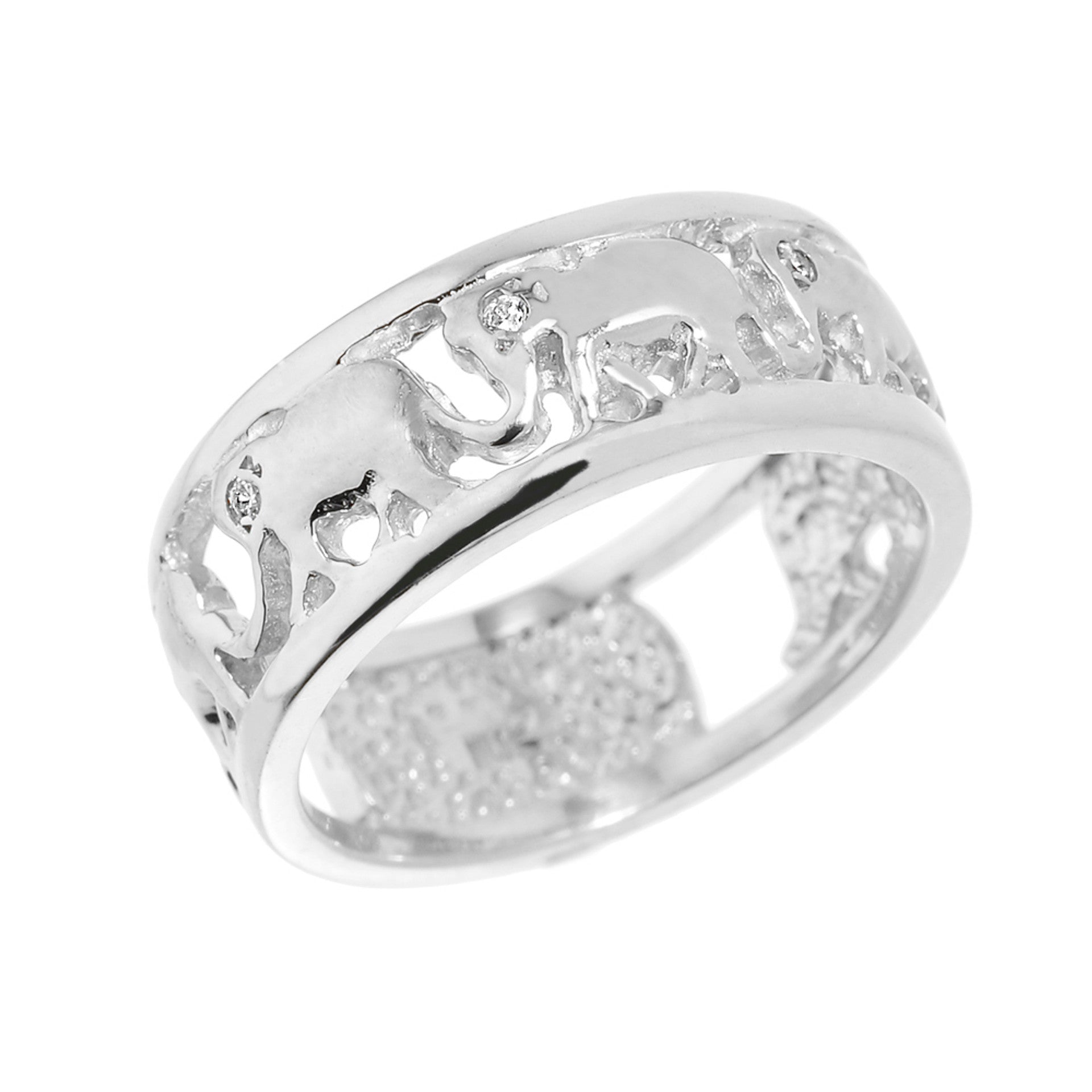 Sterling Silver Openwork CZ Elephant Ring