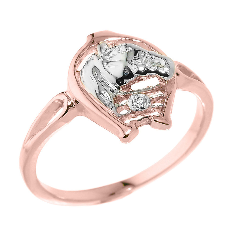 Two-Tone Gold Diamond Horseshoe Ring (Available in Two-Tone/Yellow/Rose/White Gold)