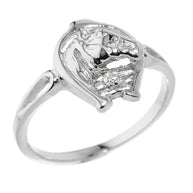 Two-Tone Gold Diamond Horseshoe Ring (Available in Two-Tone/Yellow/Rose/White Gold)