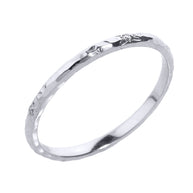 Gold 2 mm Hammered Stackable Diamond Ring (Available in Yellow/Rose/White Gold)