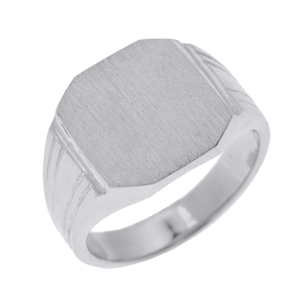 Sterling Silver Octagon Cut Engravable Men's Signet Ring