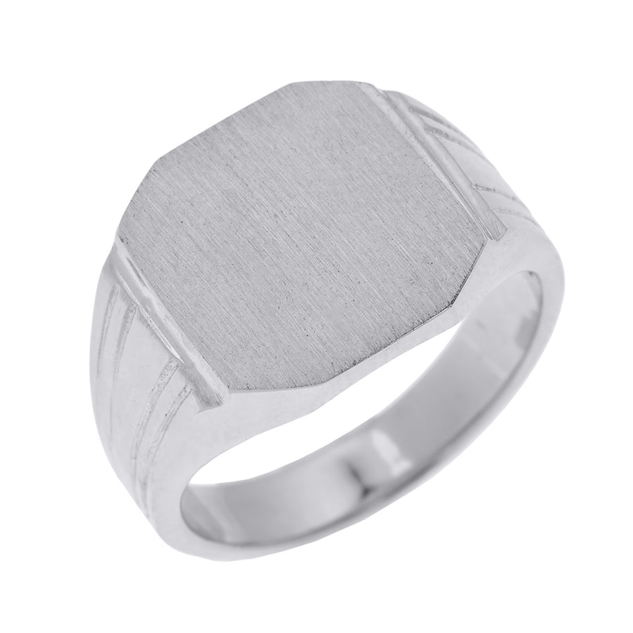 Sterling Silver Octagon Cut Engravable Men's Signet Ring