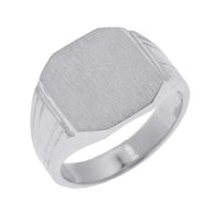Sterling Silver Octagon Cut Engravable Men's Signet Ring