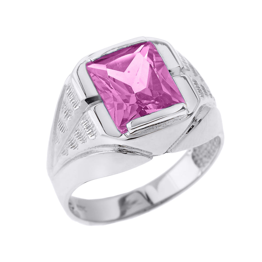 Sterling Silver Personalized Gemstone Men's Ring