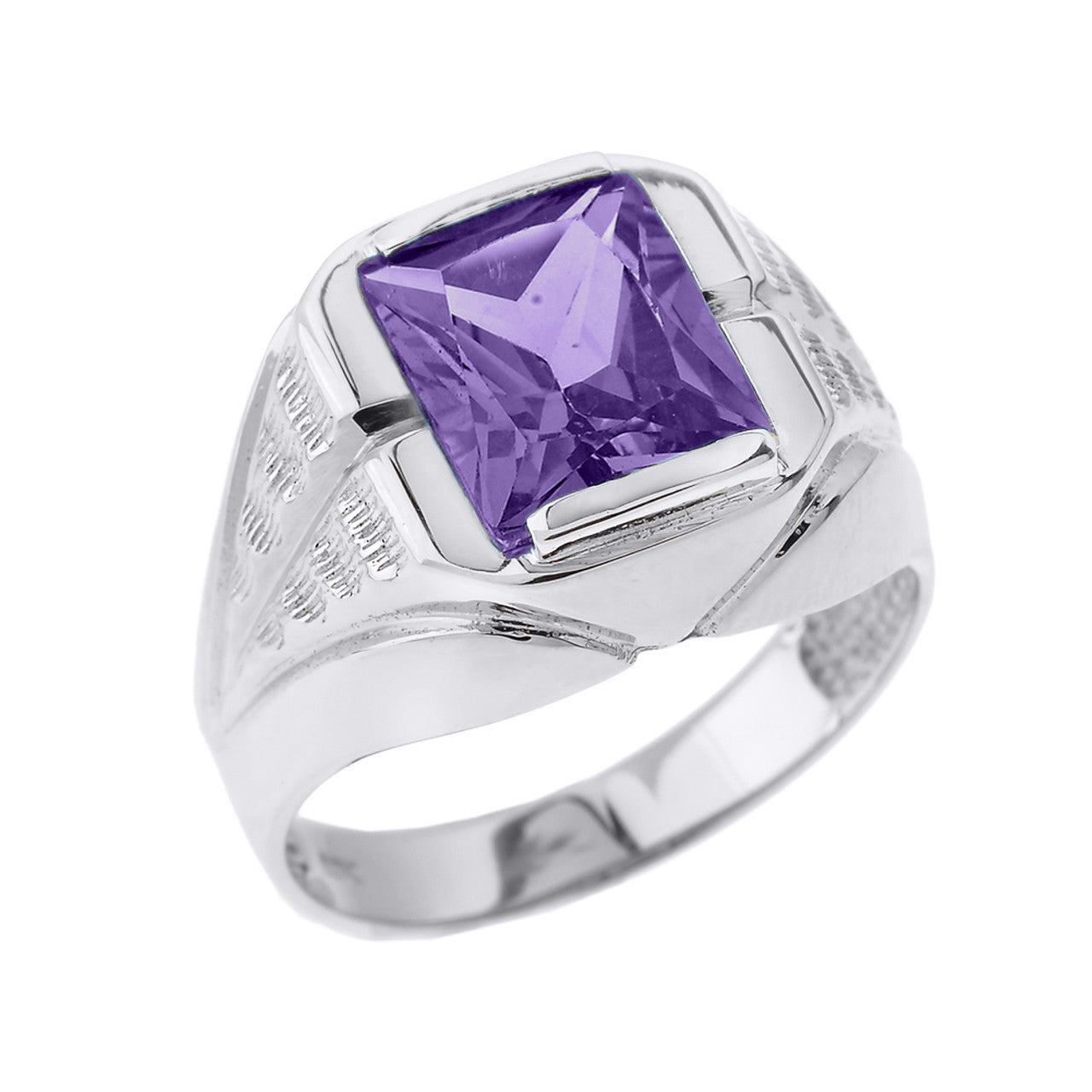 Sterling Silver Personalized Gemstone Men's Ring