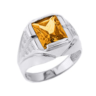 Sterling Silver Personalized Gemstone Men's Ring