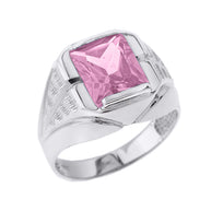 Sterling Silver Personalized Gemstone Men's Ring