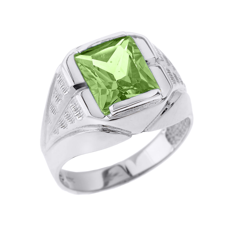 Sterling Silver Personalized Gemstone Men's Ring