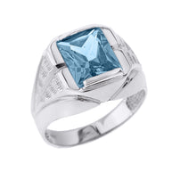 Sterling Silver Personalized Gemstone Men's Ring