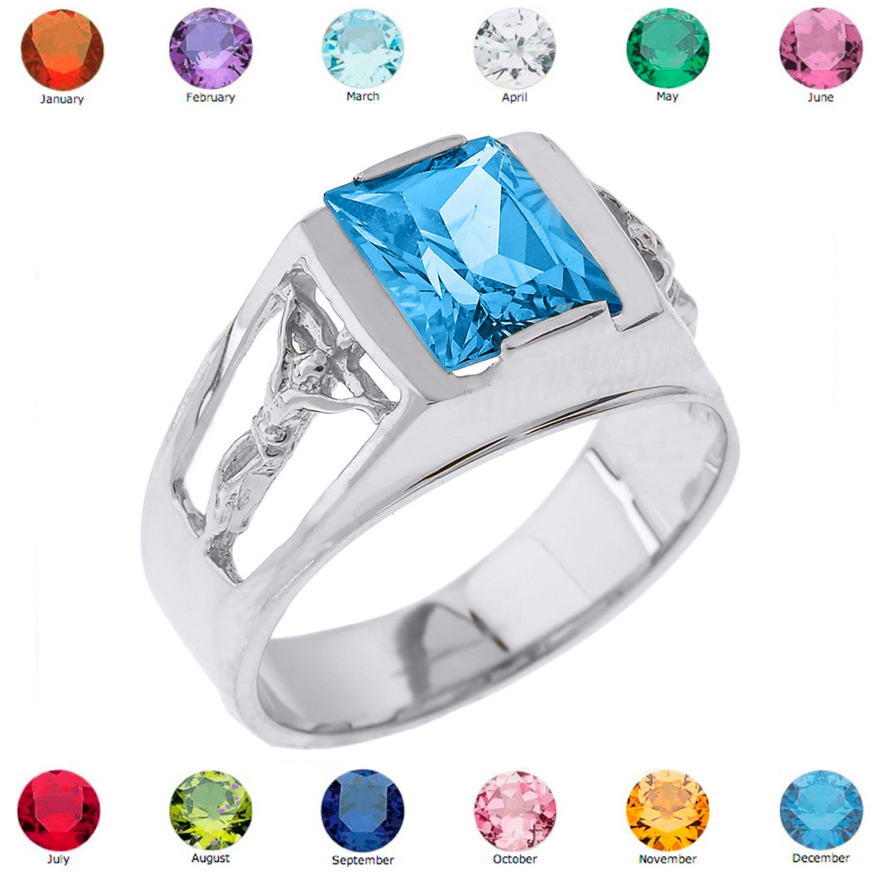 Sterling Silver Personalized Gemstone Men's Ring