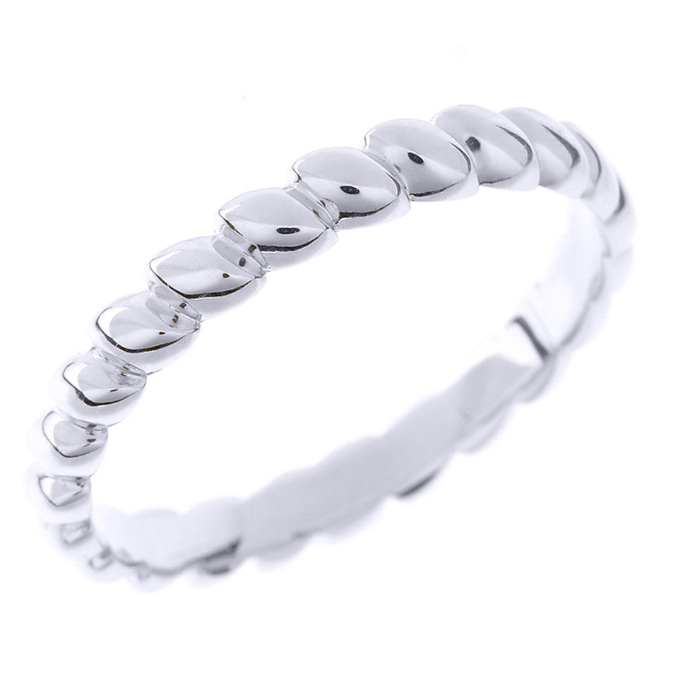 Solid Gold Rice Beaded Stackable Ring (Available in Yellow/Rose/White Gold)