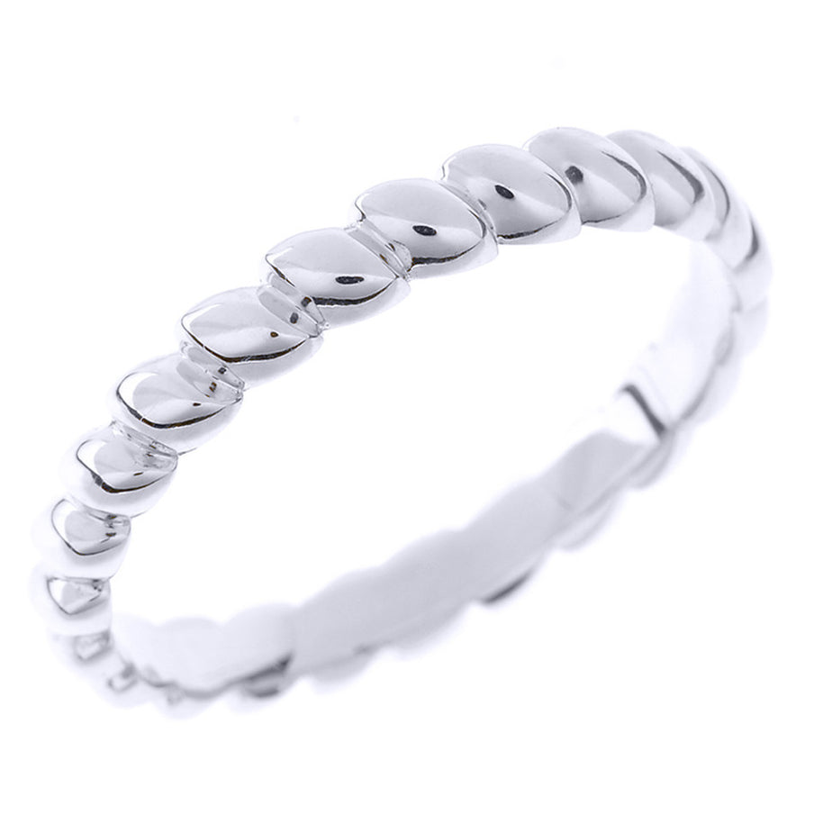 Solid Gold Rice Beaded Stackable Ring (Available in Yellow/Rose/White Gold)