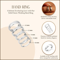 .925 Sterling Silver Classic Wedding Band Ring (Available in 2MM - 6MM)