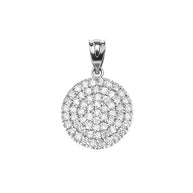 Micro-Pave Cubic Zirconia Circle Pendant Necklace in White Gold