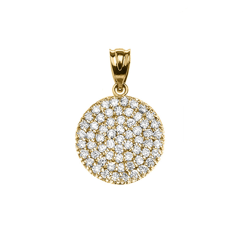 Micro-Pave Cubic Zirconia Circle Pendant Necklace in Yellow Gold