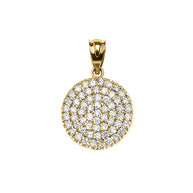 Micro-Pave Cubic Zirconia Circle Pendant Necklace in Yellow Gold