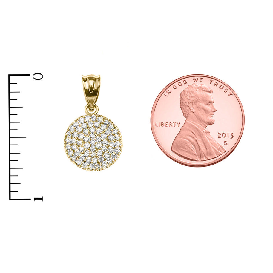 Micro-Pave Cubic Zirconia Circle Pendant Necklace in Yellow Gold