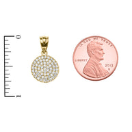 Micro-Pave Cubic Zirconia Circle Pendant Necklace in Yellow Gold