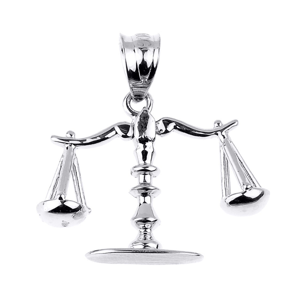 Sterling Silver 3D Scales of Justice Charm Pendant Necklace