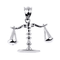 Sterling Silver 3D Scales of Justice Charm Pendant Necklace