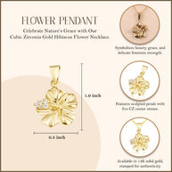Gold Hibiscus Flower Necklace with Diamonds (Available in Yellow Gold, Rose Gold, White Gold)