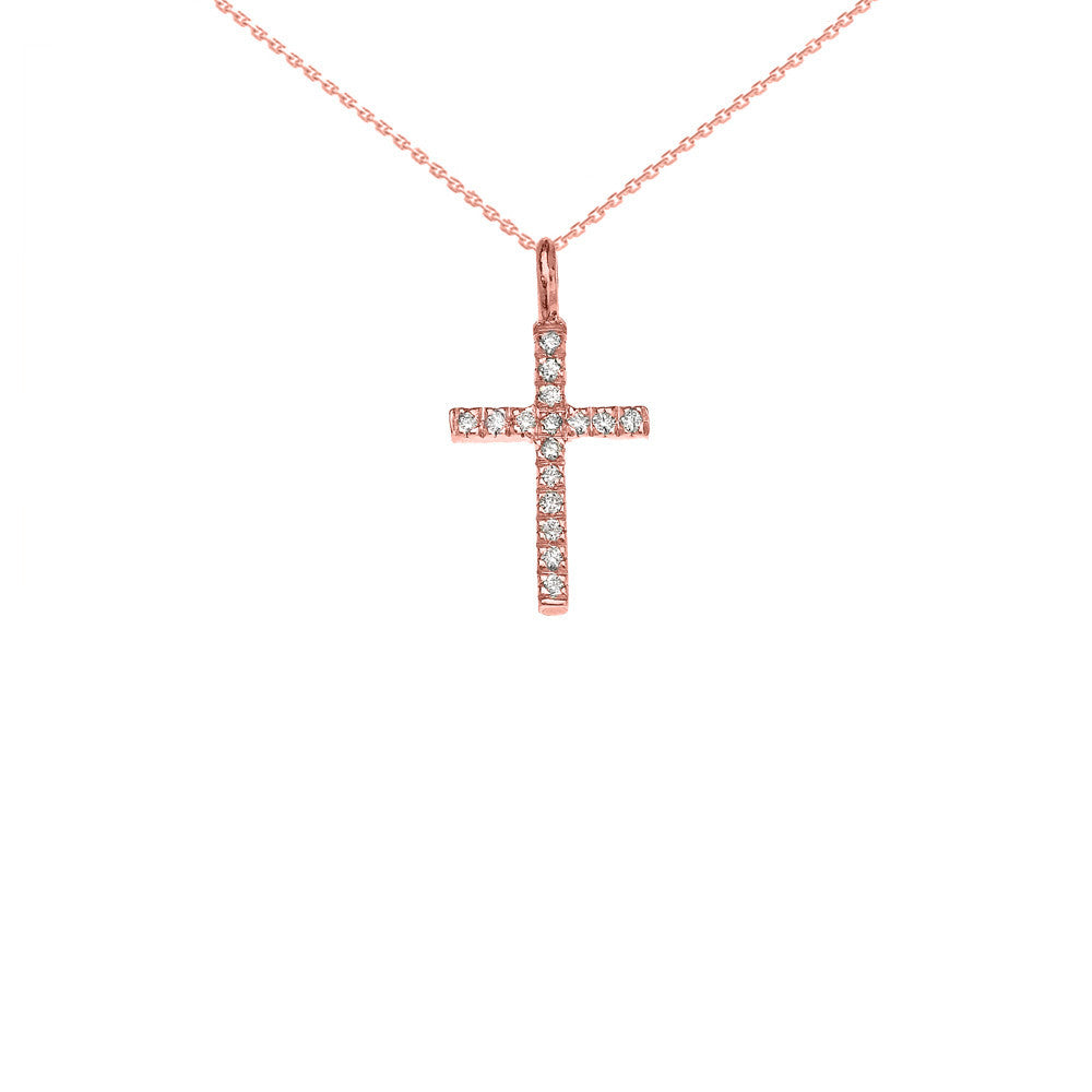 Gold Diamond Cross Charm Pendant Necklace