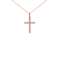 Gold Diamond Cross Charm Pendant Necklace