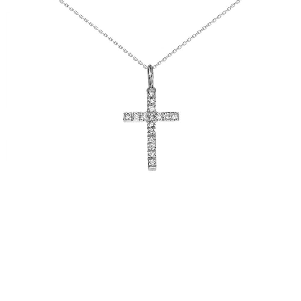 Gold Diamond Cross Charm Pendant Necklace