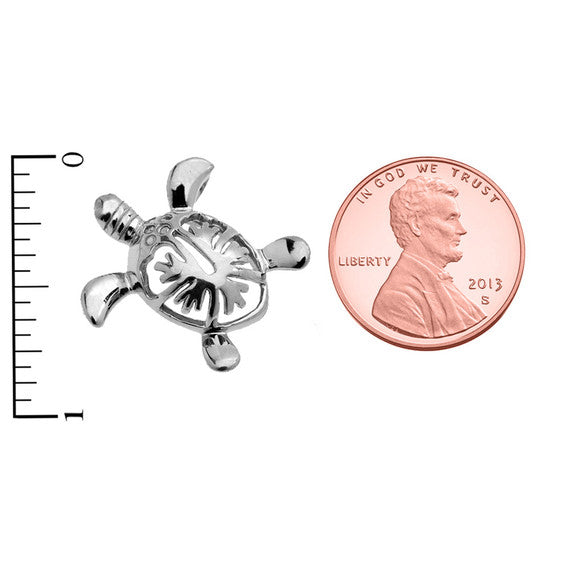 Sterling Silver Hawaiian Honu Turtle Hidden Bail Pendant Necklace