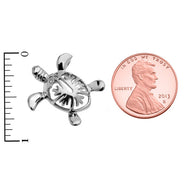 Sterling Silver Hawaiian Honu Turtle Hidden Bail Pendant Necklace