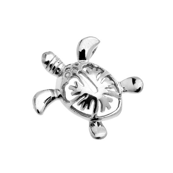 Sterling Silver Hawaiian Honu Turtle Hidden Bail Pendant Necklace