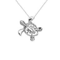Gold Hawaiian Lucky Charm Honu Turtle Hidden Bail Pendant Necklace (Available in Yellow/Rose/White Gold)