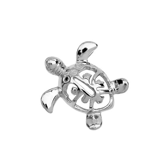 Gold Hawaiian Lucky Charm Honu Turtle Hidden Bail Pendant Necklace (Available in Yellow/Rose/White Gold)