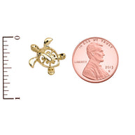 Gold Hawaiian Lucky Charm Honu Turtle Hidden Bail Pendant Necklace (Available in Yellow/Rose/White Gold)