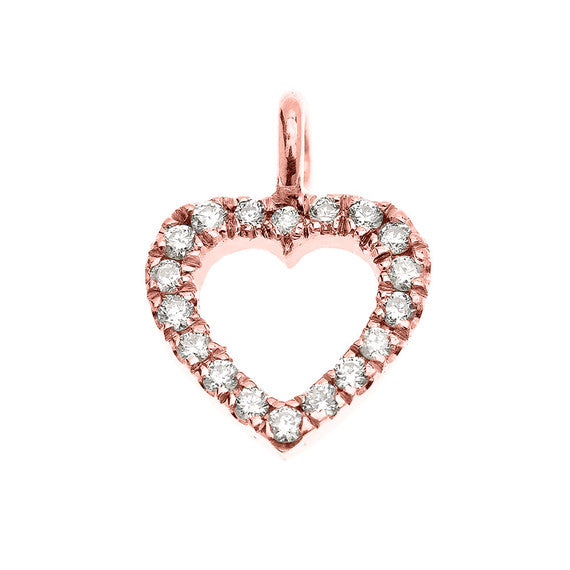 14K Gold Diamond Heart Pendant Necklace (Available in Yellow/Rose/White Gold)