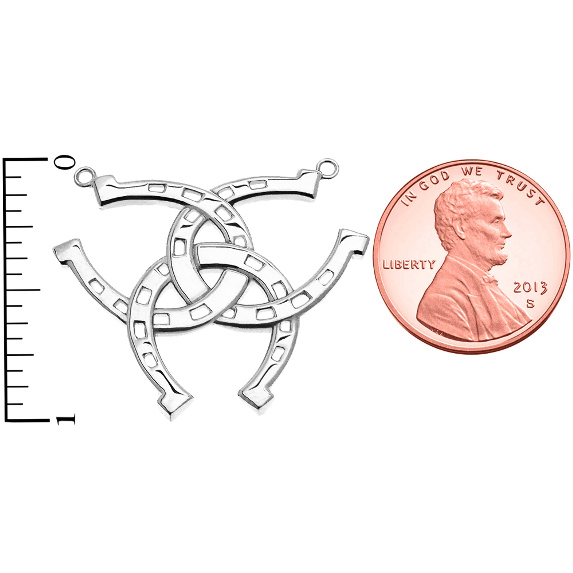 Sterling Silver Criss Cross Triple Horse Shoe Good luck Necklace