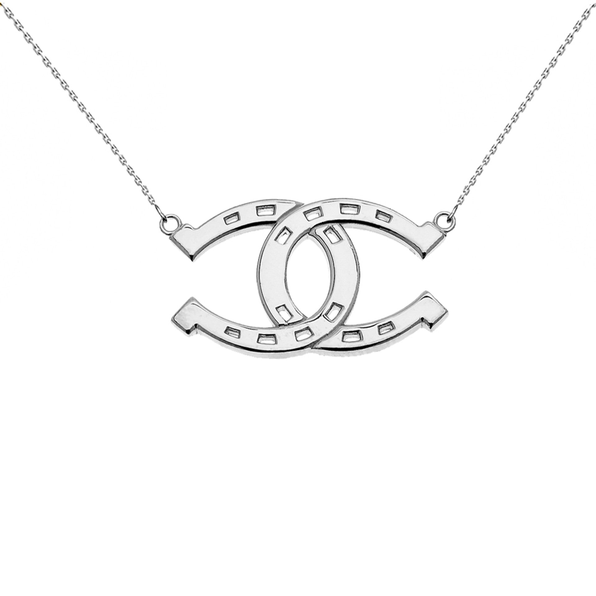 Sterling Silver Criss Cross Horse Shoe Good luck Necklace